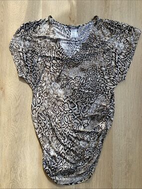 Carmen Marc Valvo Snake Print Ruched Swim Cover Up Tunic M/L